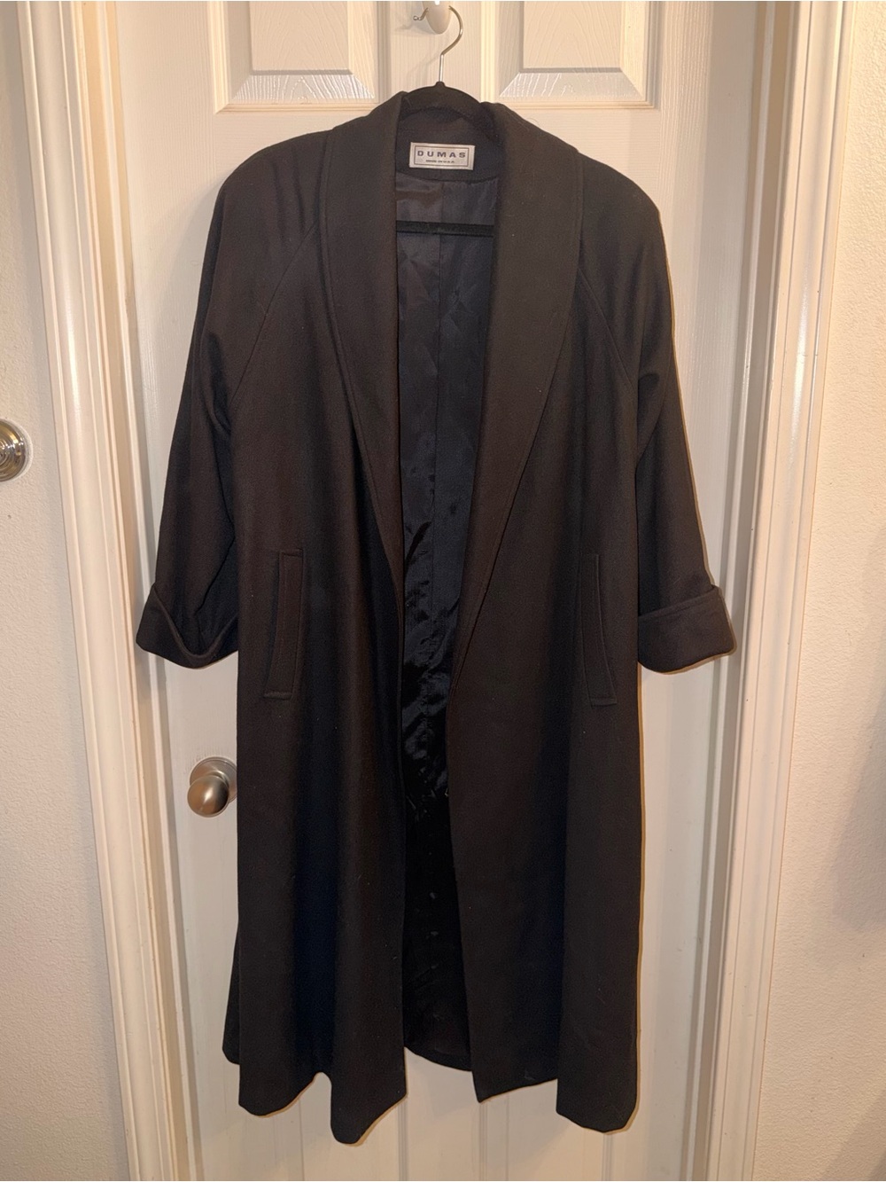 Black Open-Front Trench Coat for Women